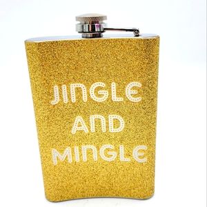 Christmas Glitter Flask Jingle and Mingle 8oz